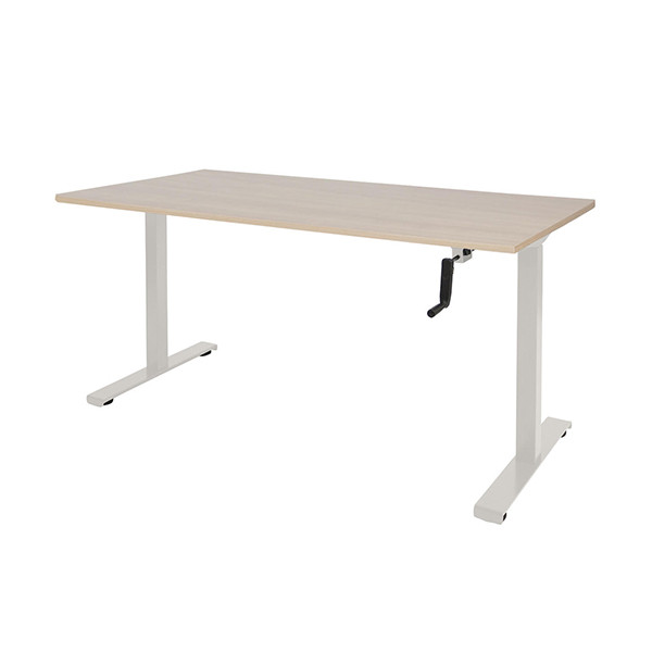 Schaffenburg Dextro Slinger zit-sta bureau wit onderstel lindberg eiken blad 140 x 80 cm DEX-148-HVS-LERW-M25 415261 - 1