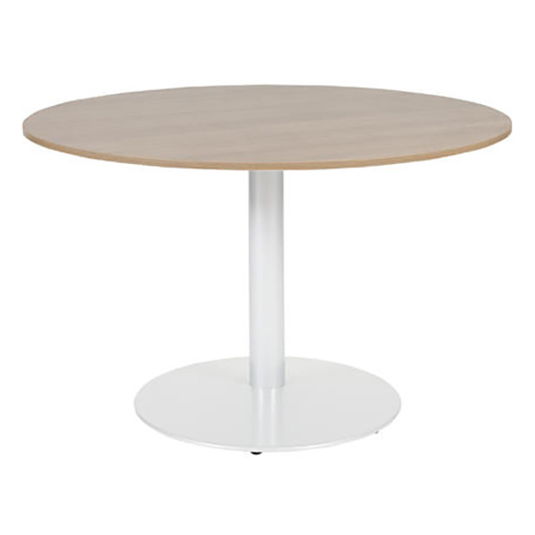 Schaffenburg Linesto vergadertafel rond wit onderstel licht kerselaar blad 120 cm breed T-V120-HAVW-M25 415226 - 1