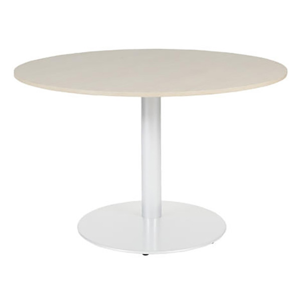 Schaffenburg Linesto vergadertafel rond wit onderstel lindberg eiken blad 120 cm breed T-V120-LERW-M25 415227 - 1