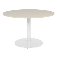 Schaffenburg Linesto vergadertafel rond wit onderstel lindberg eiken blad 120 cm breed T-V120-LERW-M25 415227