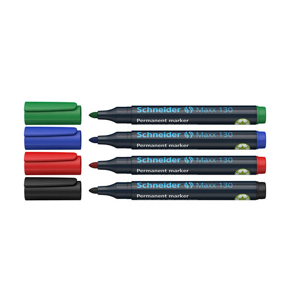 Schneider Maxx 130 permanent marker ronde punt assorti (4 kleuren) 211035 - 1