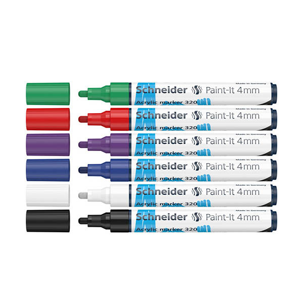 Schneider Paint-It 320 acrylmarker 4mm in assorti (6 kleuren) 211181 - 1