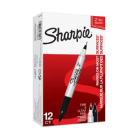 Sharpie permanent marker dubbele punt zwart (12 stuks) 424491