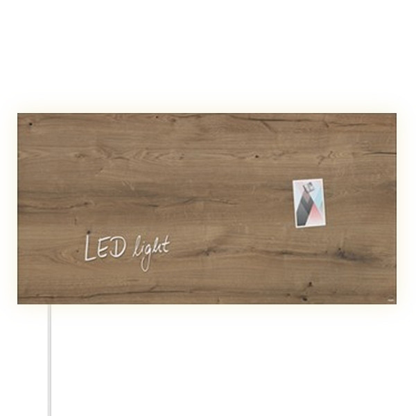 Sigel magnetisch glasbord 91 x 46 cm natural wood LED light SI-GL408 208860 - 1