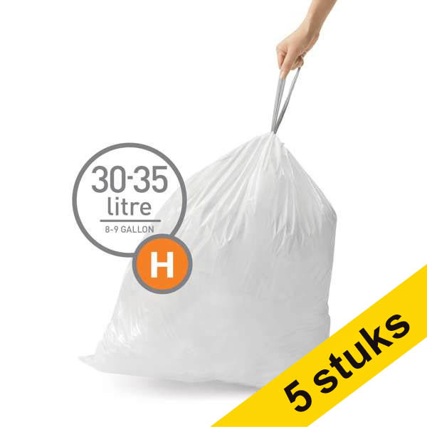 Aanbieding: 5x Simplehuman code H vuilniszakken met trekband 30-35 liter (20 stuks) SSI06055 - 1
