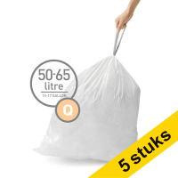 Aanbieding: 5x Simplehuman code Q vuilniszakken met trekband 50-65 liter (20 stuks) SSI06062