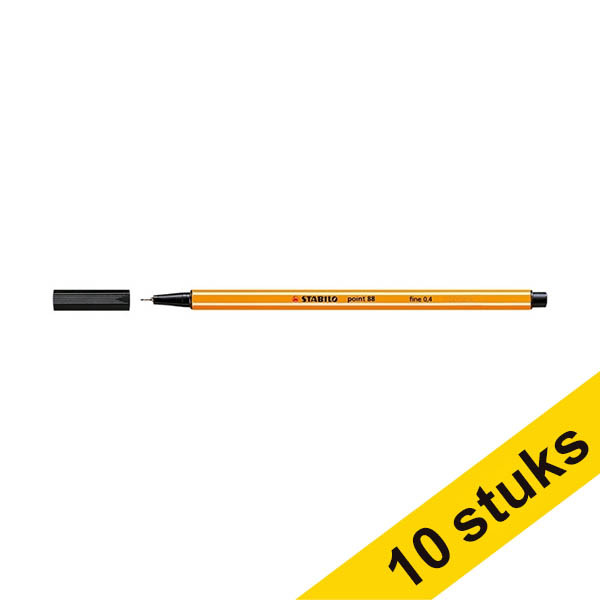 Aanbieding: 10x Stabilo fineliner point 88 zwart 280076 - 1