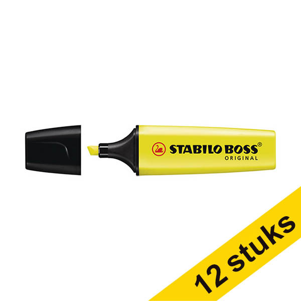 Aanbieding: 12x Stabilo BOSS markeerstift fluorescerend geel 206322 - 1