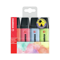 Stabilo BOSS Pastel markeerstiften (roze, rood, limoen, blauw) 206310