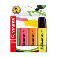 Stabilo BOSS fluostiften assortiment (groen, roze, oranje, geel) 206306