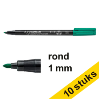 Staedtler Aanbieding: 10x Staedtler Lumocolor 317 permanent marker groen (1 mm rond)  424748