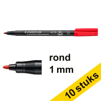 Staedtler Aanbieding: 10x Staedtler Lumocolor 317 permanent marker rood (1 mm rond)  424746