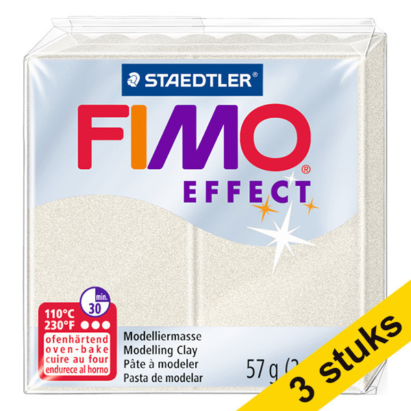 Aanbieding: 3x Fimo effect klei 57g metallic parelmoer | 08 424694 - 1