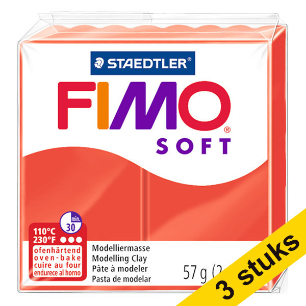 Aanbieding: 3x Fimo soft klei 57g Indisch rood | 24 424682 - 1