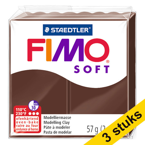 Aanbieding: 3x Fimo soft klei 57g choco | 75 424707 - 1