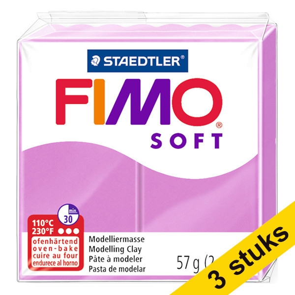 Aanbieding: 3x Fimo soft klei 57g lavendel | 62 424674 - 1