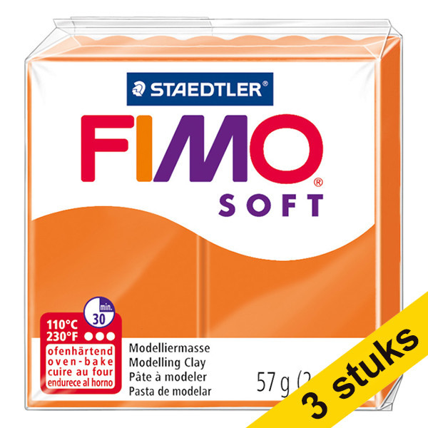 Aanbieding: 3x Fimo soft klei 57g mandarijn | 42 424672 - 1