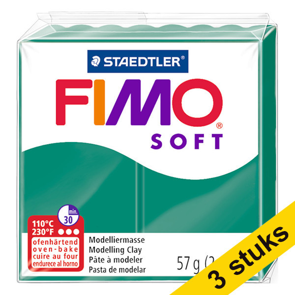 Aanbieding: 3x Fimo soft klei 57g smaragd | 56 424667 - 1