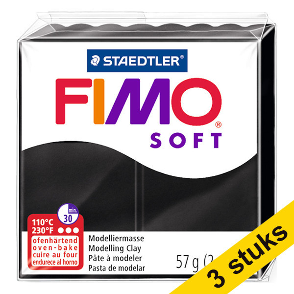 Aanbieding: 3x Fimo soft klei 57g zwart | 9 424714 - 1
