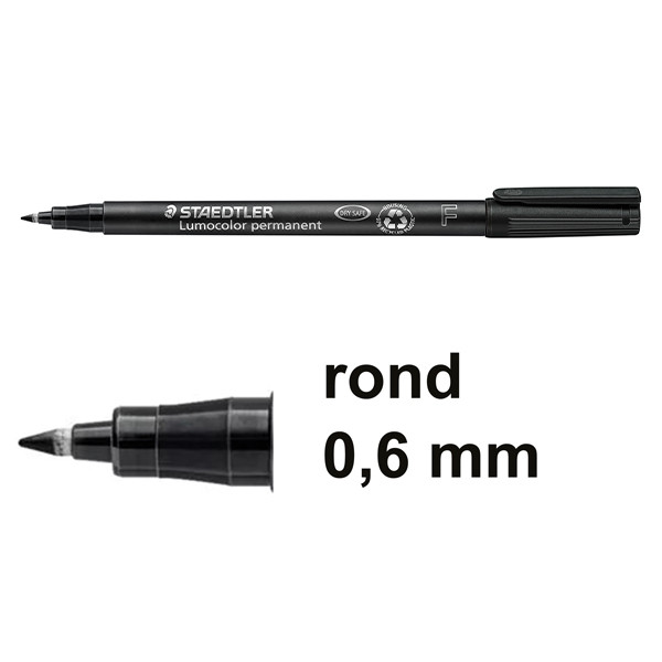 Staedtler Lumocolor 318 permanent marker zwart (0,6 mm rond) 318-9 424733 - 1