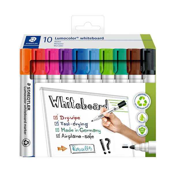 Staedtler Lumocolor 351 whiteboard marker assortiment 10 stuks (2 mm rond) 280123 - 1