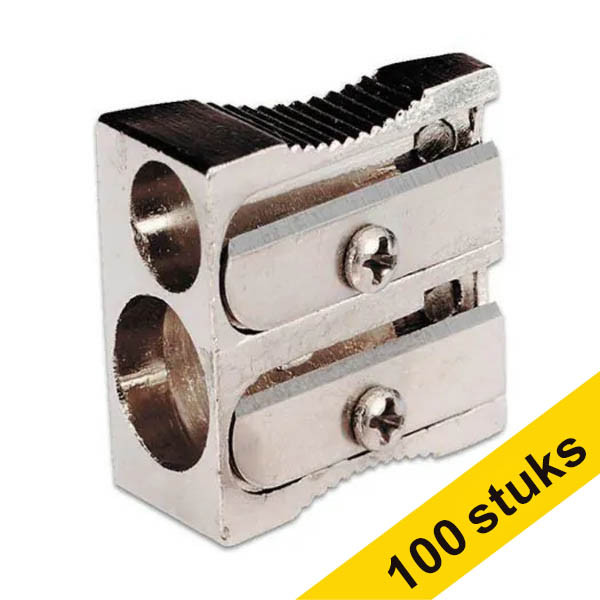 Aanbieding: 100x Staples puntenslijper met dubbele mesjes 280121 Aanbieding: 100x Staples puntenslijper met dubbele mesjes 280121 - 1