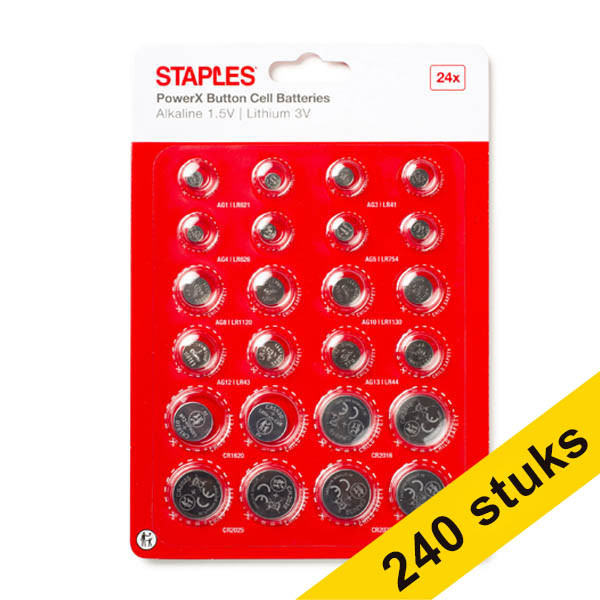 Aanbieding: 10x Staples PowerX knoopcellen multipack 390697 - 1