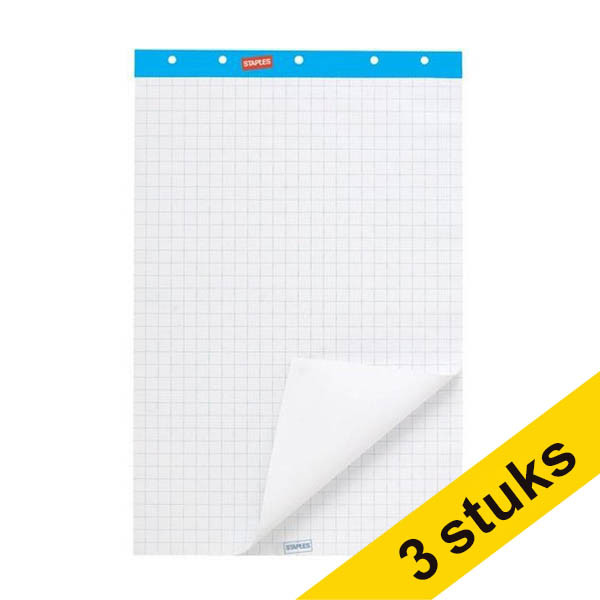 Staples Aanbieding: 3x Staples flipoverblok blanco/ruit 65 x 100 cm (2 x 50 vel)  302901 - 1
