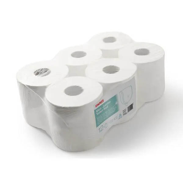 Staples Jumbo mini toiletpapier 2-laags 12 rollen 170554 068842 - 1