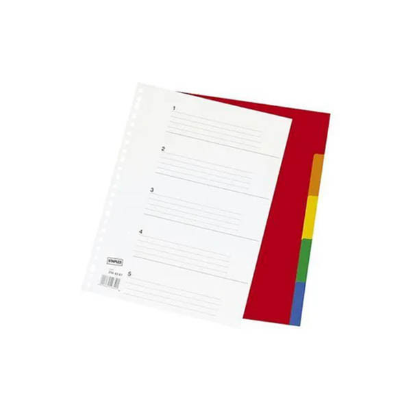 Staples gekleurde tabbladen A4 met 5 tabs  (23-gaats) 297955 - 1