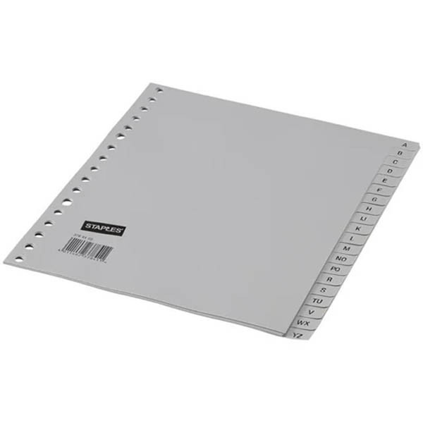 Staples grijze alfabetische tabbladen 20 tabs (17-gaats) 297972 - 1