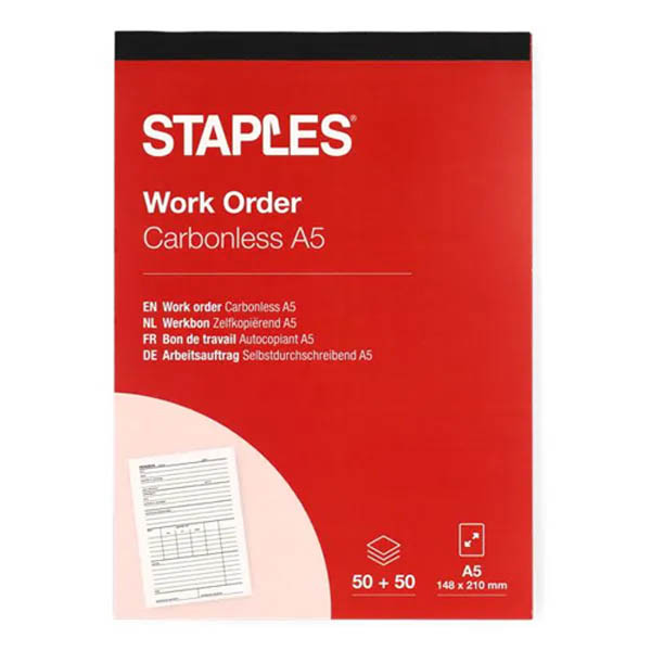 Staples werkbon zelfkopiërend met copystop (50 vel) 298392 - 1