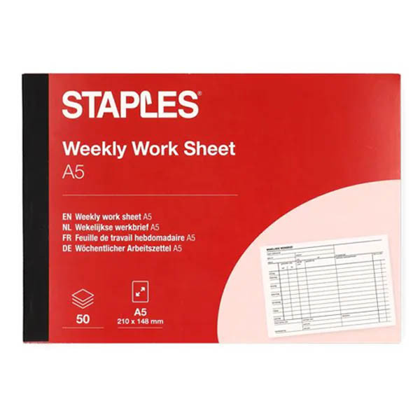 Staples werkbriefje A5 wekelijks (50 vel) 298391 - 2