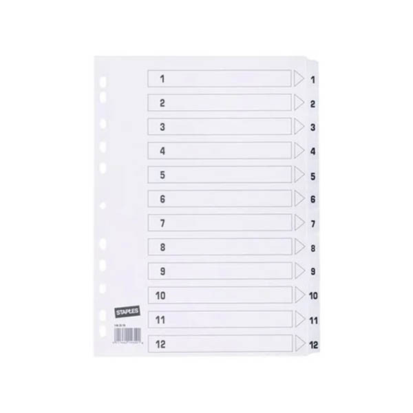 Staples witte genummerde tabbladen 12 tabs (11-gaats) 297966 - 1