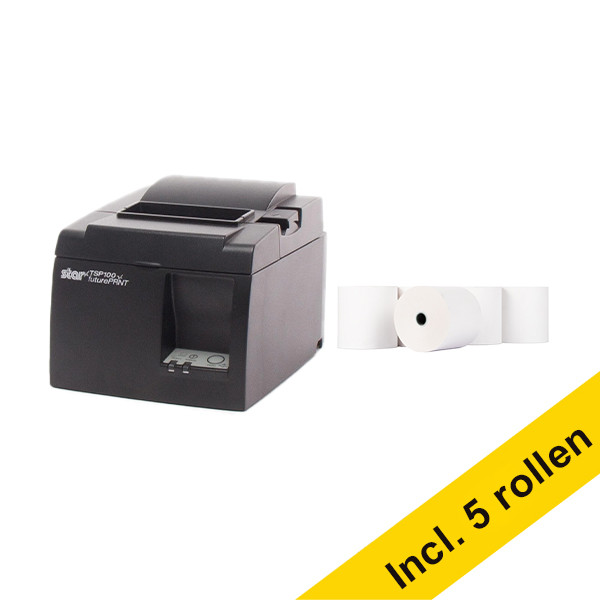 Star TSP143IIU+ bonprinter zwart bundel met 123inkt kassarol 80x80x12 thermo wit (5 stuks)  081048 - 1