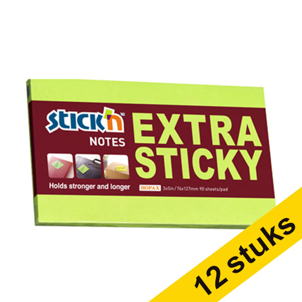 Aanbieding: 12x Stick'n extra sticky notes groen 76 x 127 mm 201725 - 1