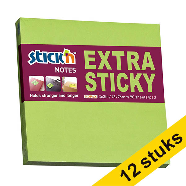 Aanbieding: 12x Stick'n extra sticky notes groen 76 x 76 mm 201721 - 1