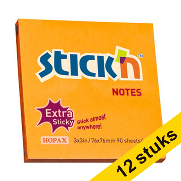 Aanbieding: 12x Stick'n extra sticky notes oranje 76 x 76 mm 201722 - 1