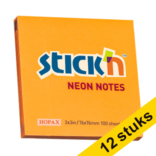 Aanbieding: 12x Stick'n notes fluo-oranje 76 x 76 mm 201730 - 1