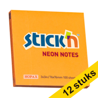 Aanbieding: 12x Stick'n notes fluo-oranje 76 x 76 mm