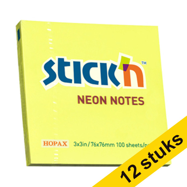 Aanbieding: 12x Stick'n notes fluogeel 76 x 76 mm 201729 - 1