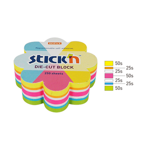 Stick'n Die-Cut notes bloem fluomix 61 x 70 mm (250 vellen) 21833 201735 - 1