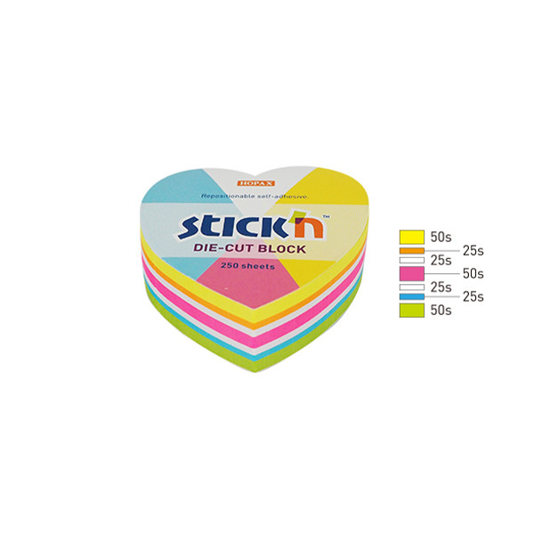 Stick'n Die-Cut notes hart fluomix 61 x 70 mm (250 vellen) 21836 201848 - 2