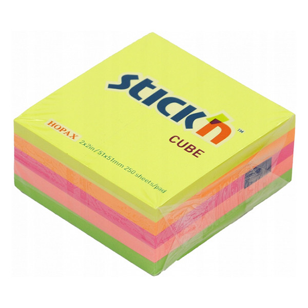 Stick'n Stick’n zelfklevende notes mini kubus neonmix 51 x 51 mm 21203 201741 - 1