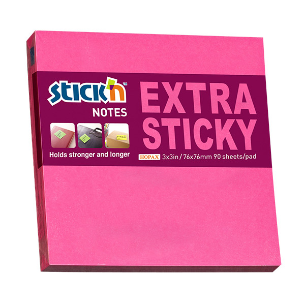 Stick'n extra sticky notes magenta 76 x 76 mm (90 vellen) 21671 201763 - 1