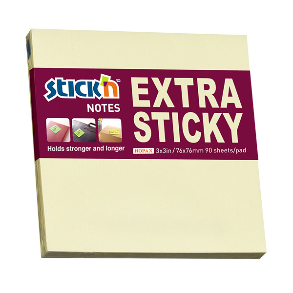 Stick'n extra sticky notes pastelgeel 76 x 76 mm (90 vellen) 21660 201761 - 1