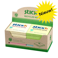Stick'n gerecycleerde memoblokken 76 x 76 mm 4x assorti pastel (12 stuks) 21433 201853
