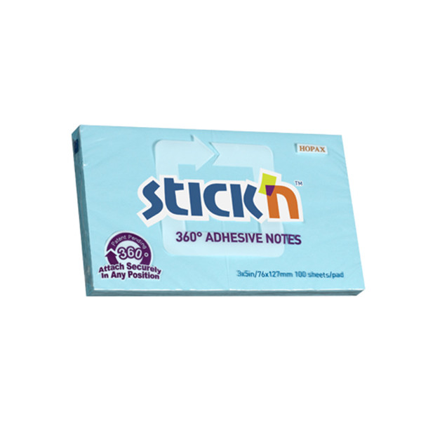 Stick'n memoblok 360 graden lijmrand 76 x 127 mm blauw (100 vellen) 21557 201757 - 1