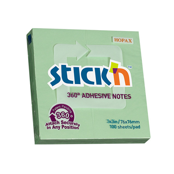 Stick'n memoblok 360 graden lijmrand 76 x 76 mm groen (100 vellen) 21552 201751 - 1