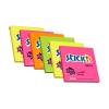 Stick'n memoblok extra sticky fluo gelijnd 101 x 101 mm (6 stuks)